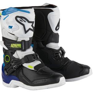 Ghete Motociclete Alpinestars Tech 3S Copii Alb-Negru-Albastru