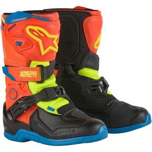 Alpinestars Tech 3S Kids Fluo Orange-Blue-Fluo Yellow-Black cizme de motocicletă pentru copii