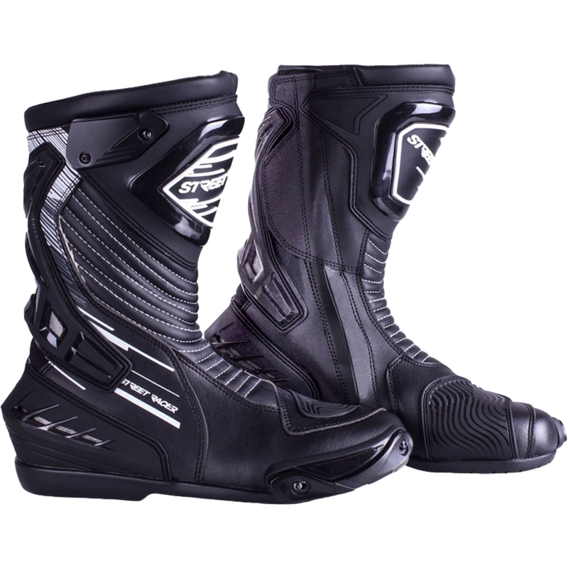 Ghete moto Street Racer Grid negru-alb