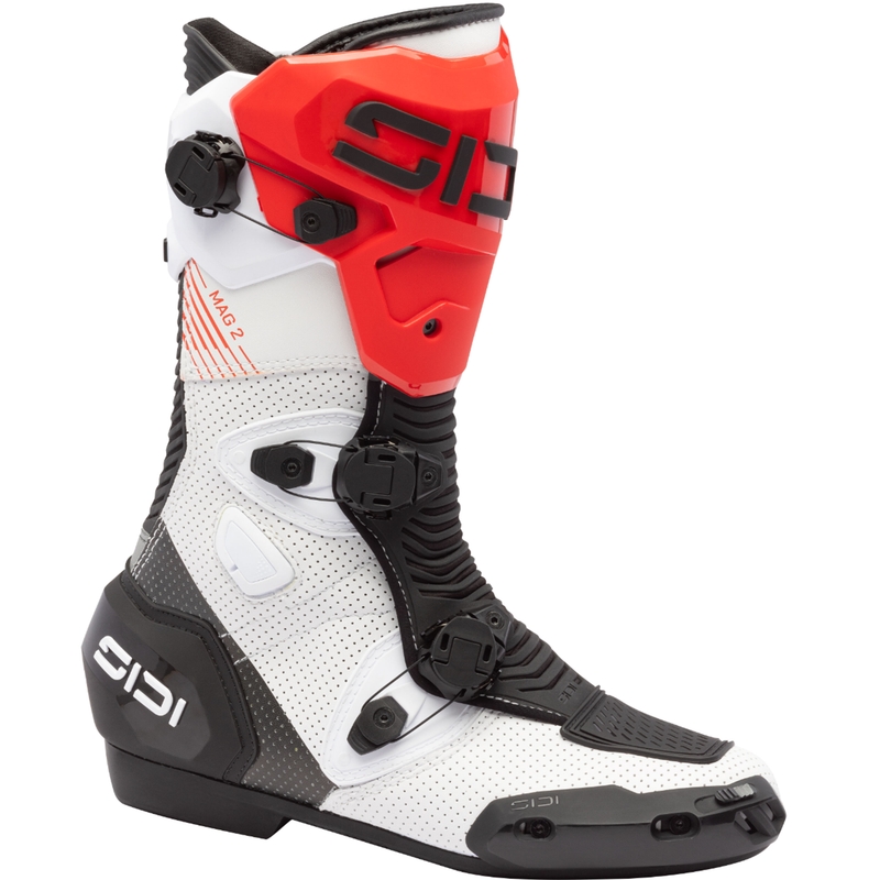 Ghete moto SiDi MAG 2 Air alb-negru-roșu