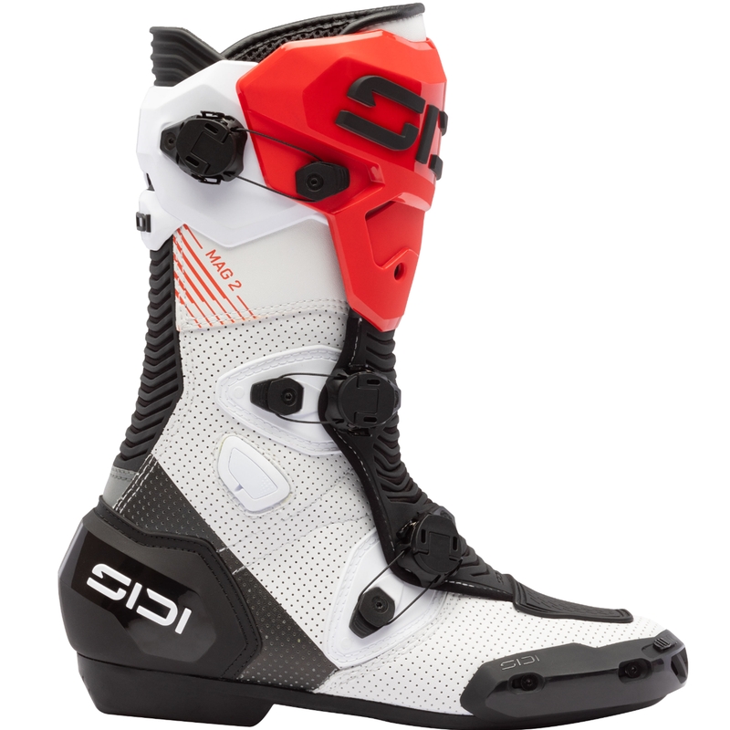 Ghete moto SiDi MAG 2 Air alb-negru-roșu