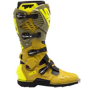 Ghete moto SiDi Crossfire 3 verde măsliniu-galben fluo