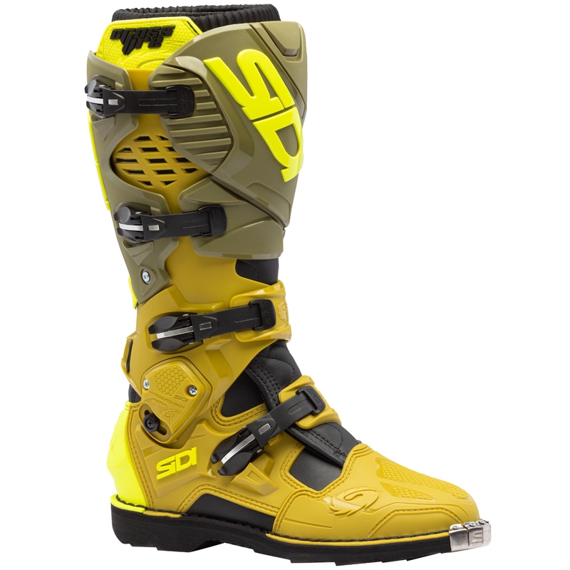 Ghete moto SiDi Crossfire 3 verde măsliniu-galben fluo