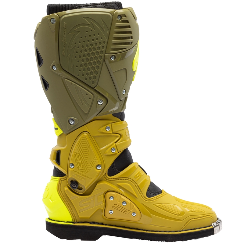 Ghete moto SiDi Crossfire 3 verde măsliniu-galben fluo