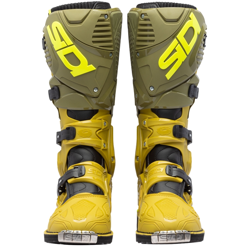 Ghete moto SiDi Crossfire 3 verde măsliniu-galben fluo