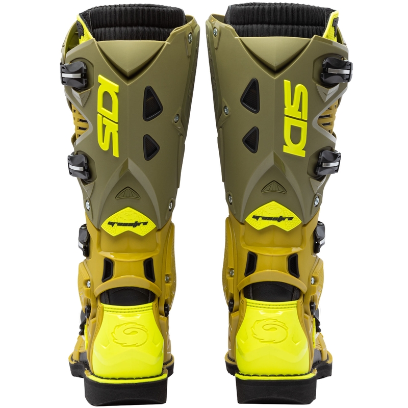 Ghete moto SiDi Crossfire 3 verde măsliniu-galben fluo