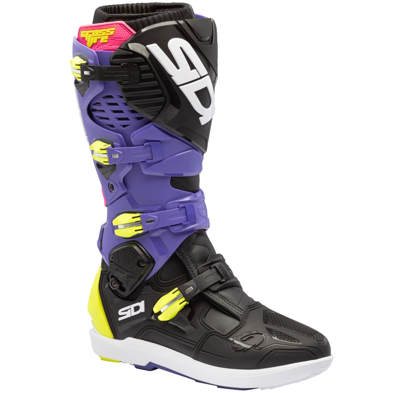 Ghete moto SiDi Crossfire 3 SRS violet-negru-galben fluo
