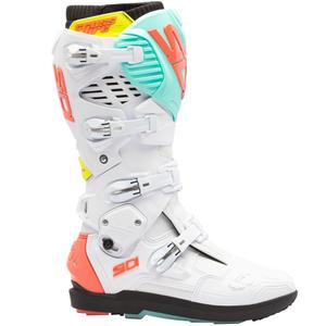 Ghete moto SiDi Crossfire 3 SRS alb-fluo mentă-fluo coral