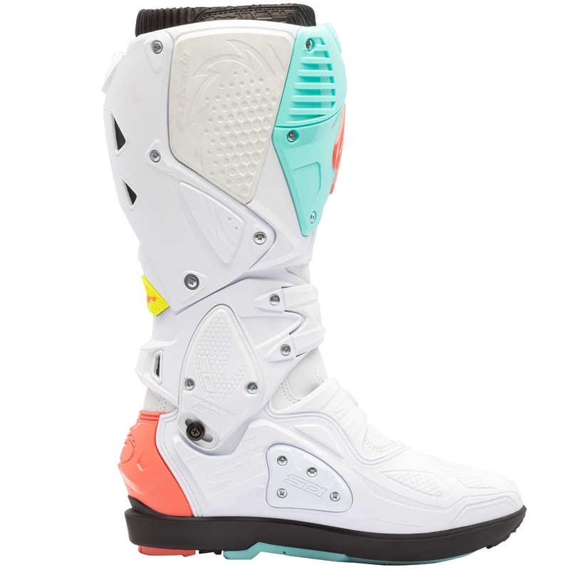 Ghete moto SiDi Crossfire 3 SRS alb-fluo mentă-fluo coral