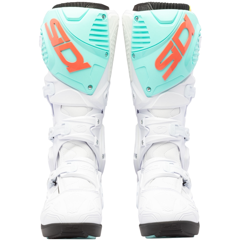 Ghete moto SiDi Crossfire 3 SRS alb-fluo mentă-fluo coral