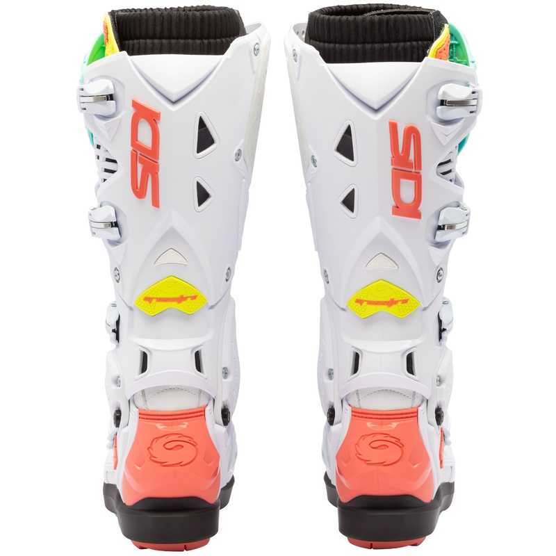 Ghete moto SiDi Crossfire 3 SRS alb-fluo mentă-fluo coral