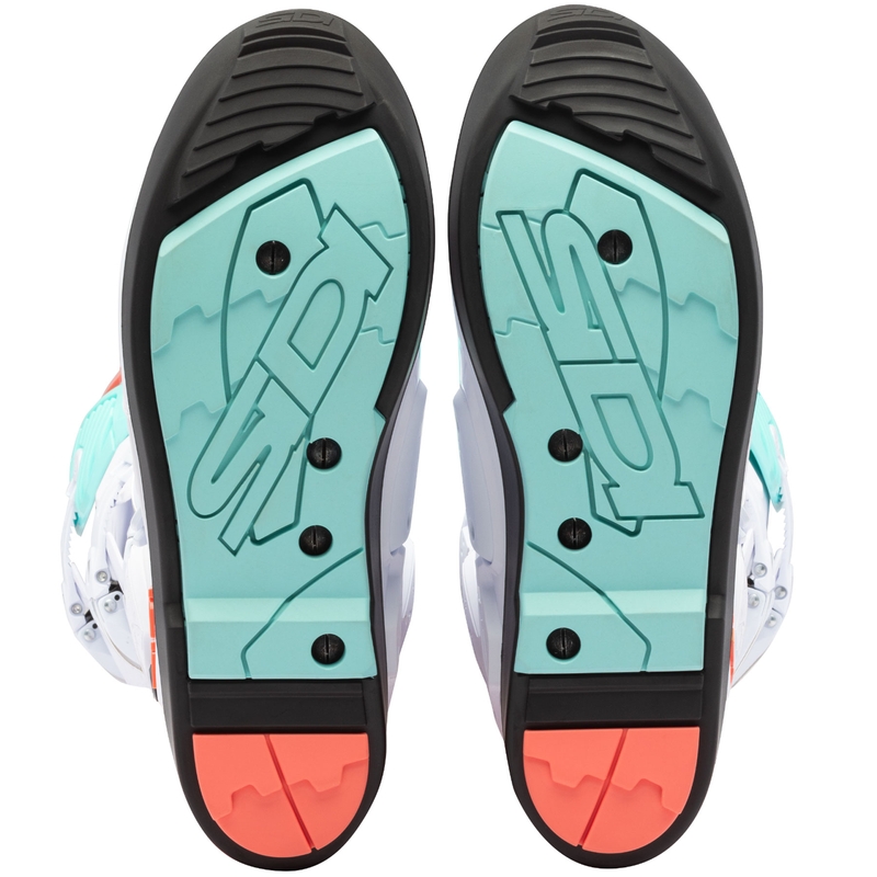 Ghete moto SiDi Crossfire 3 SRS alb-fluo mentă-fluo coral