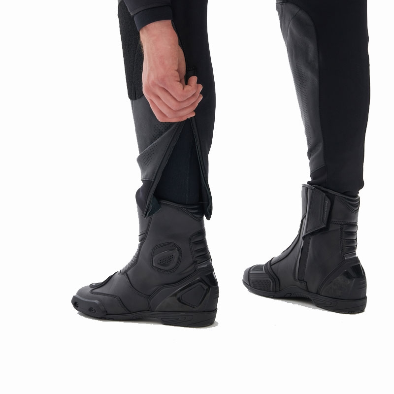 Pantaloni de motocicletă din piele Rebelhorn Veloce negru-alb