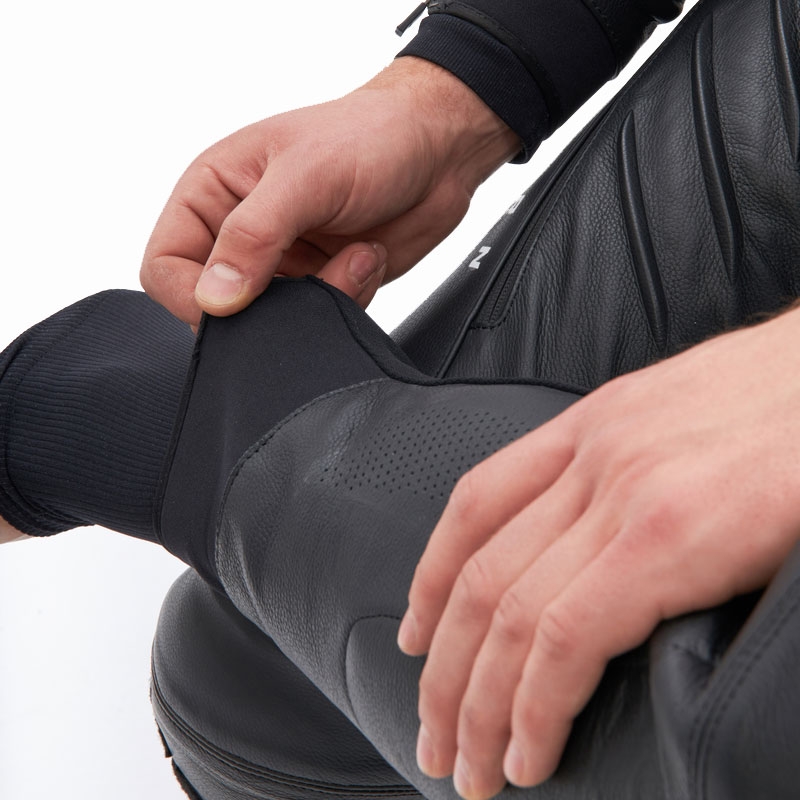 Pantaloni de motocicletă din piele Rebelhorn Veloce negru-alb