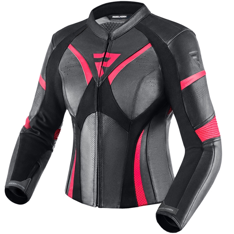Geacă motociclistă pentru femei Rebelhorn Rebel negru-roz fluo