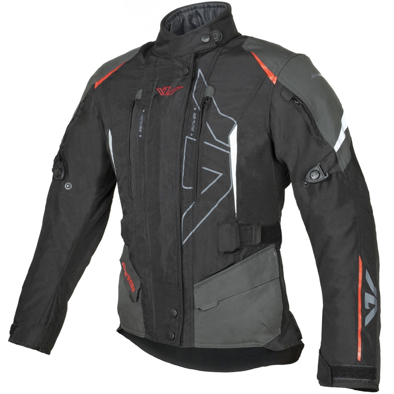 Geacă motociclistă pentru femei Ayrton Teressa II negru-gri-roșu fluo