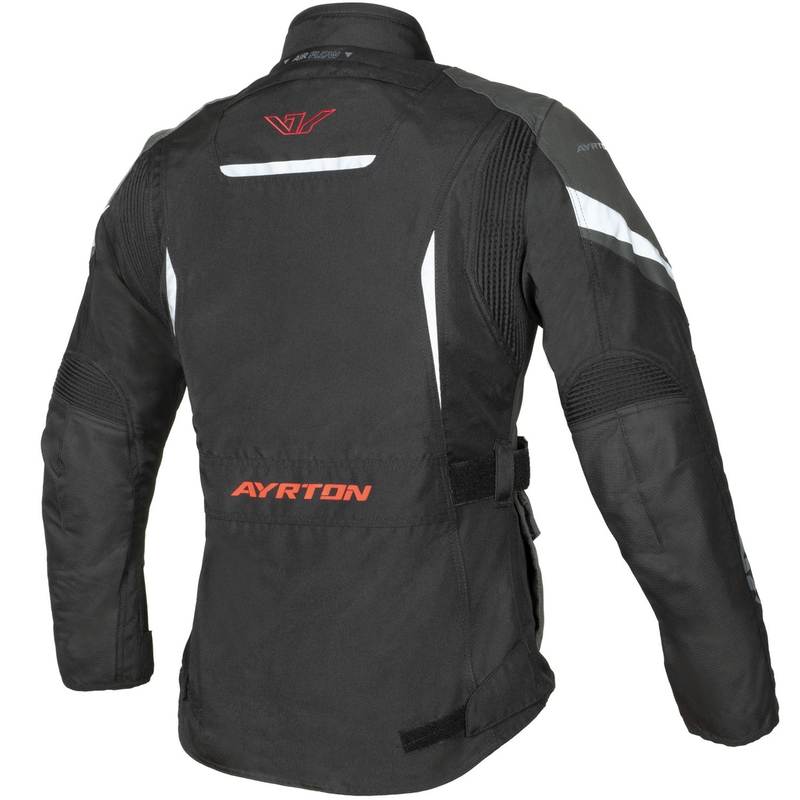 Geacă motociclistă pentru femei Ayrton Teressa II negru-gri-roșu fluo