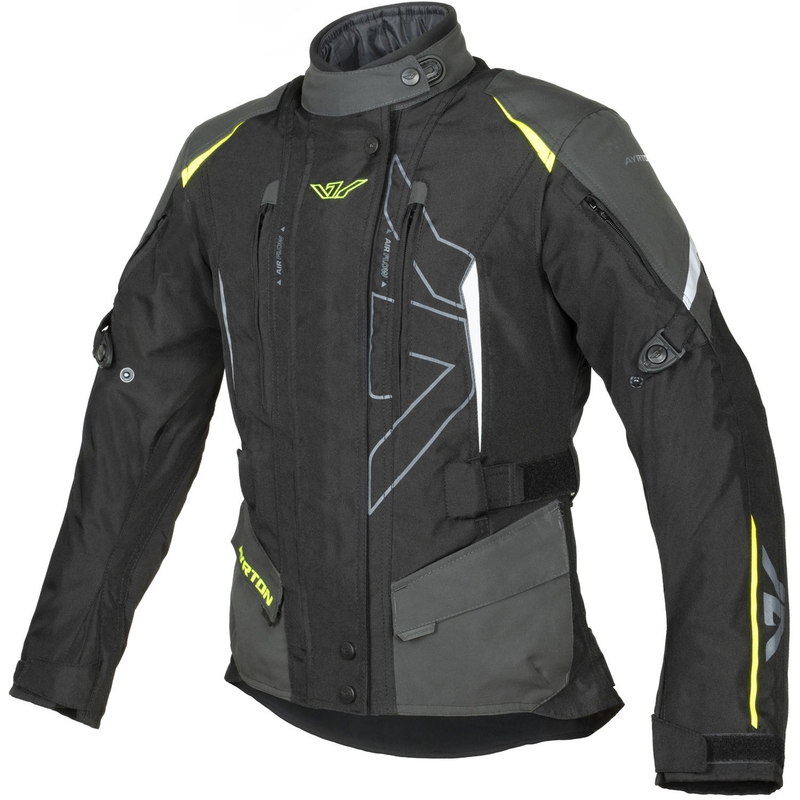 Geacă motociclistă Ayrton Teressa II pentru femei negru-gri-galben fluo