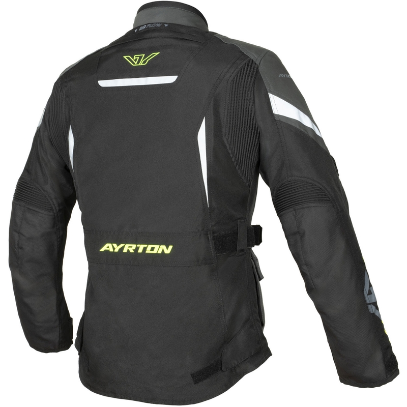 Geacă motociclistă Ayrton Teressa II pentru femei negru-gri-galben fluo
