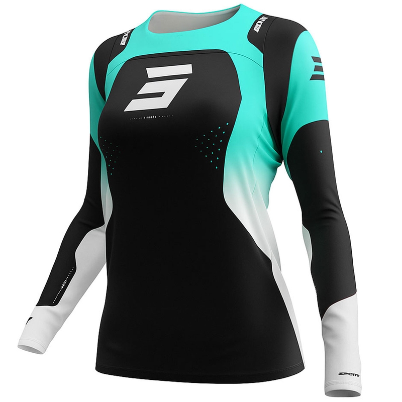 Tricou motocross Shot Contact Ionyx pentru femei, negru-albastru