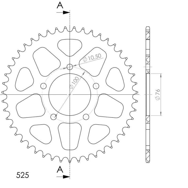 Foaie spate ALU SUPERSPROX Negru 47T, 525