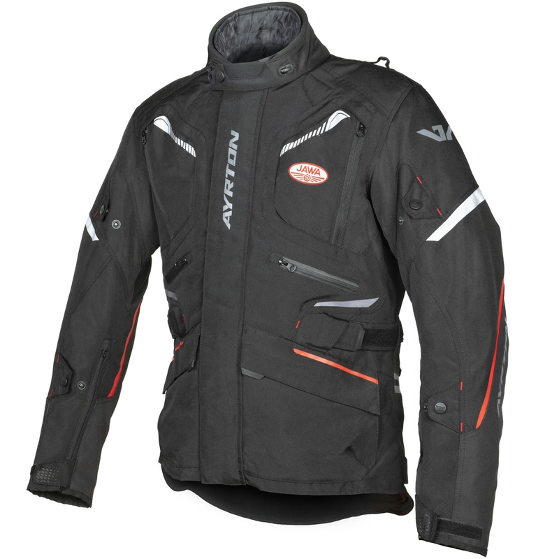 Geacă de motocicletă Ayrton Trail Jawa negru-roșu