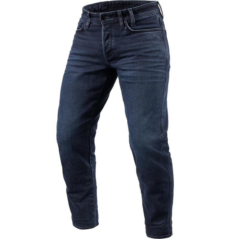 Blugi motocicletă Revit Ortes TF Extra Cropped, spălați, albastru închis-negru