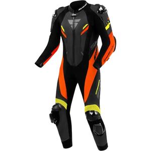Costum de piele pentru motociclete Shima Hyper-RS negru-portocaliu-galben fluo