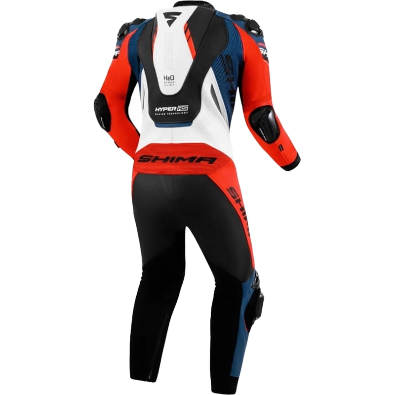 Costum moto din piele Shima Hyper-RS negru-rosu-albastru-alb