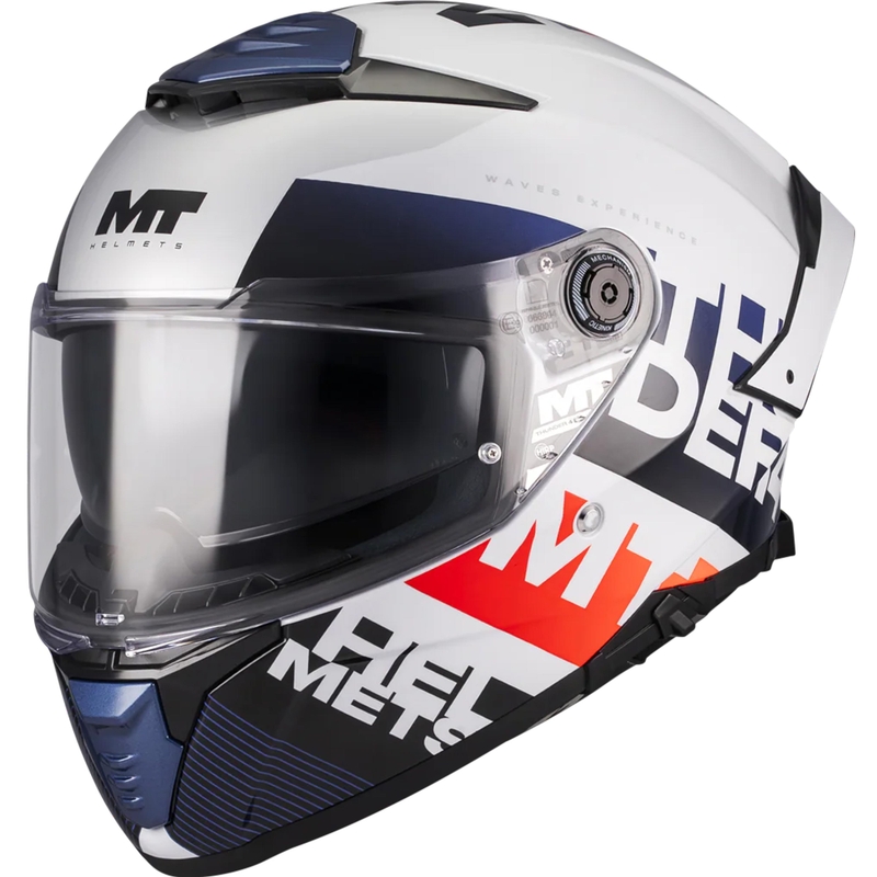 Cască integrală pentru motocicletă MT Thunder 4 SV Waves A17 alb-albastru-roșu