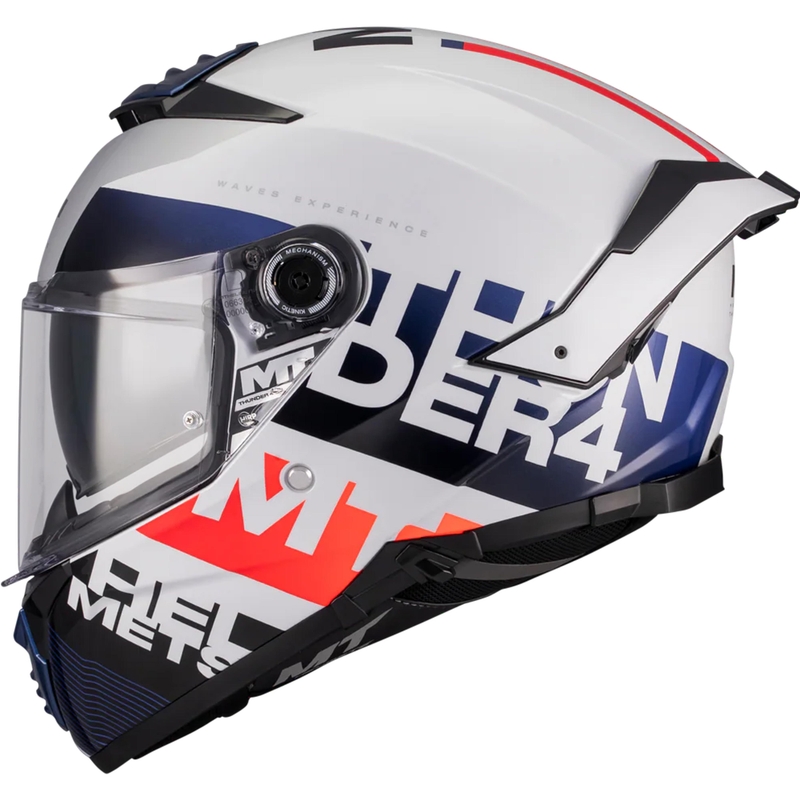 Cască integrală pentru motocicletă MT Thunder 4 SV Waves A17 alb-albastru-roșu