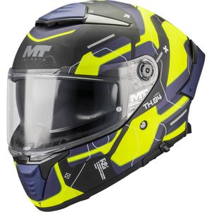 Cască integrală pentru motocicletă MT Thunder 4 SV Lumex B27 negru-albastru-galben fluo