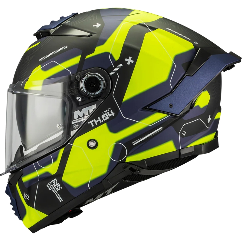 Cască integrală pentru motocicletă MT Thunder 4 SV Lumex B27 negru-albastru-galben fluo