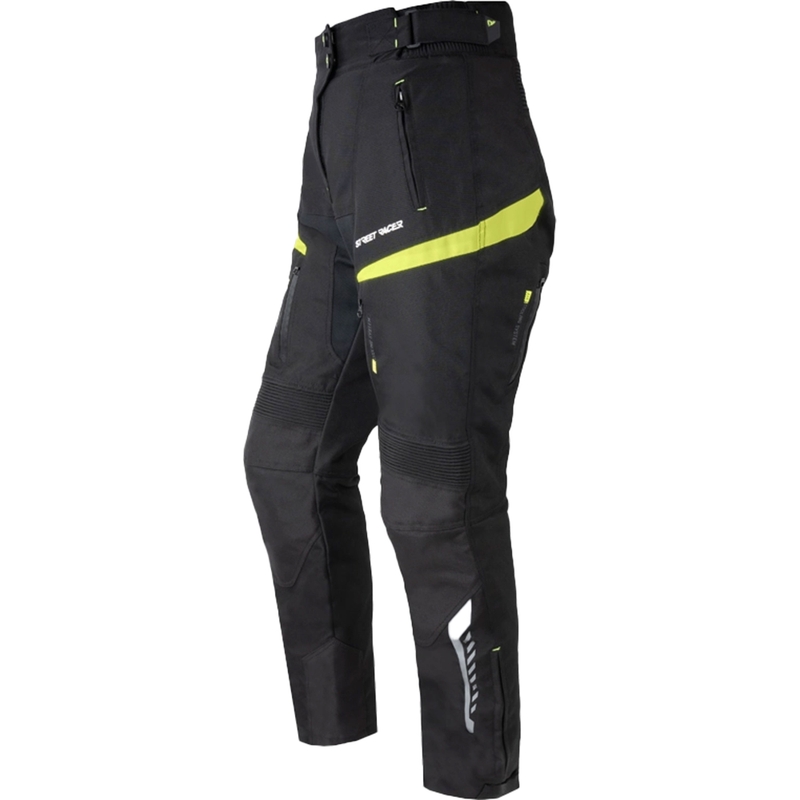 Pantaloni de motocicleta Street Racer Vix de dama negru-galben fluo