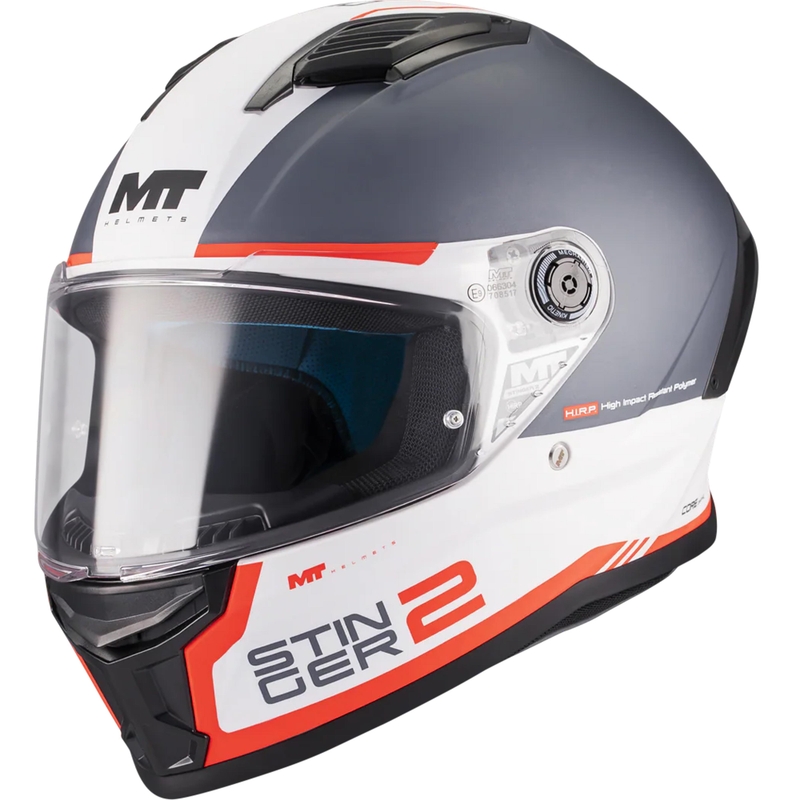 Cască integrală pentru motocicletă MT Stinger 2 Core A5 albastru mat-alb-roșu