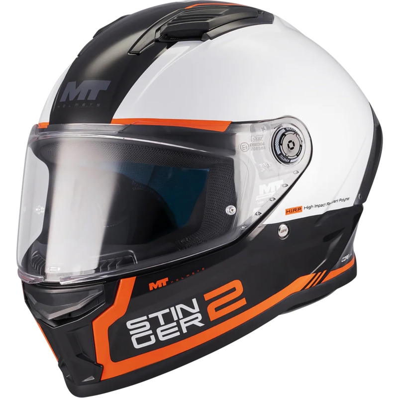 Cască integrală pentru motocicletă MT Stinger 2 Core B0 alb-negru-portocaliu
