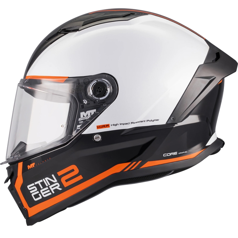 Cască integrală pentru motocicletă MT Stinger 2 Core B0 alb-negru-portocaliu