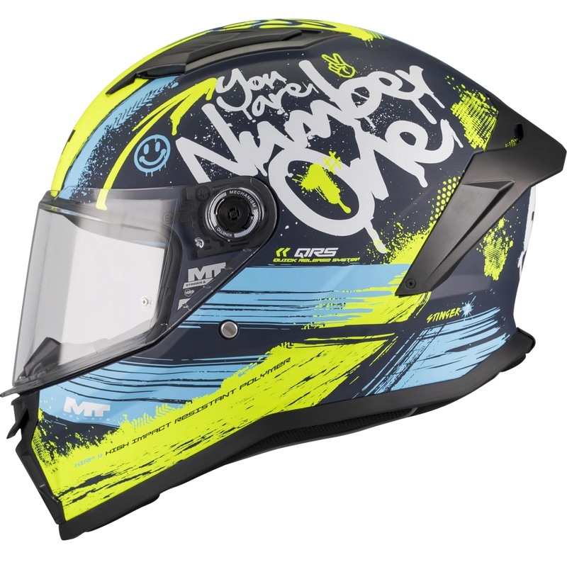 Cască integrală pentru motocicletă MT Stinger 2 Rocket C3 albastru-galben fluo