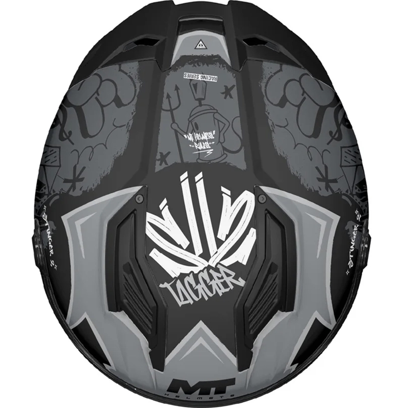 Cască integrală pentru motocicletă MT Stinger 2 Tagger B2 negru mat-gri