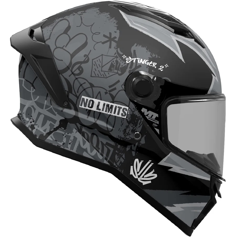 Cască integrală pentru motocicletă MT Stinger 2 Tagger B2 negru mat-gri