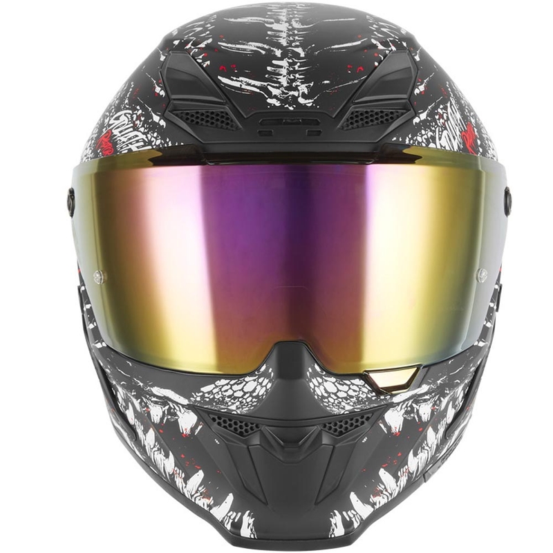 Cască integrală pentru motocicletă NOX Exklusiv Goliath Raptor, negru mat, alb-roșu