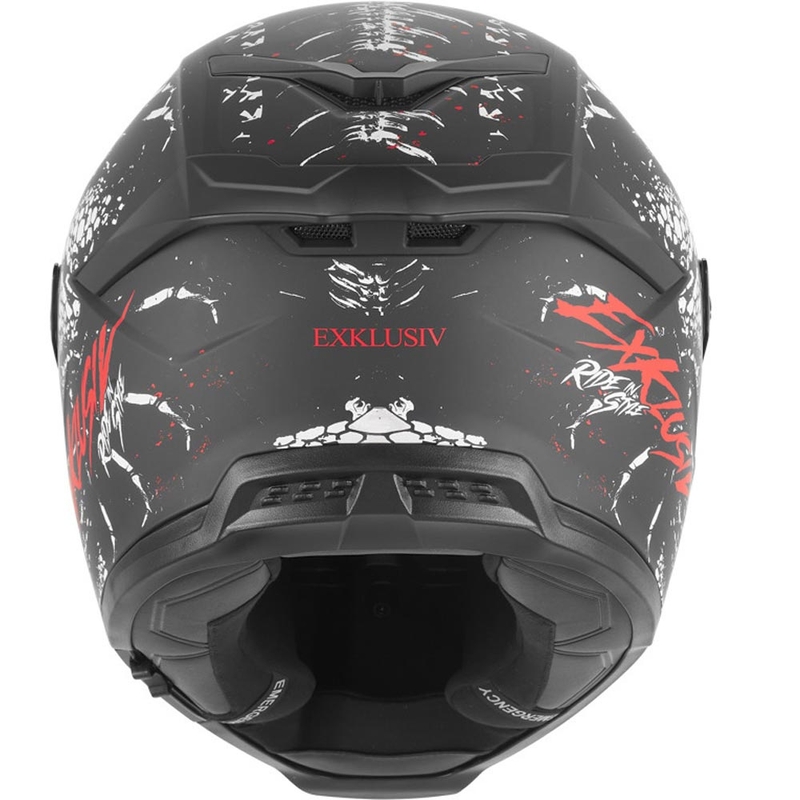 Cască integrală pentru motocicletă NOX Exklusiv Goliath Raptor, negru mat, alb-roșu