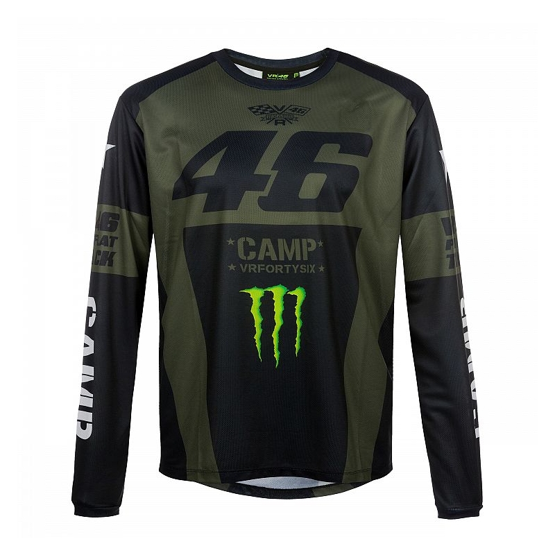 Tricou cu mânecă lungă VR46 Valentino Rossi MONSTER CAMP verde-negru