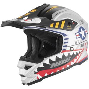 Cască de motocross NOX N761 Fly Fighter pentru copii, argintiu-multicolor