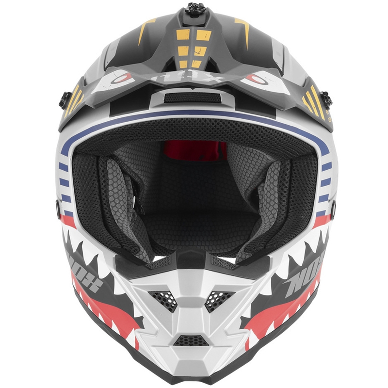 Cască de motocross NOX N761 Fly Fighter pentru copii, argintiu-multicolor