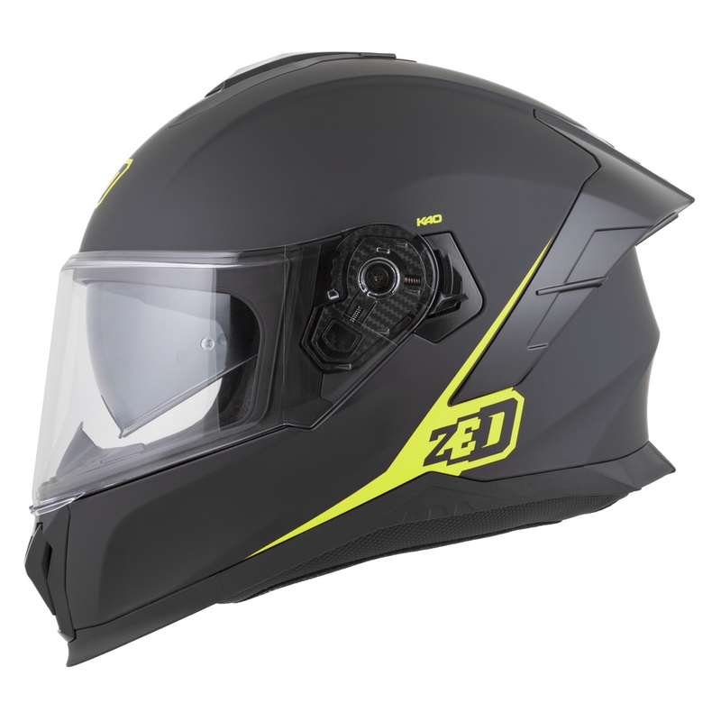 Cască integrală pentru motocicletă ZED K40 negru mat-galben fluo