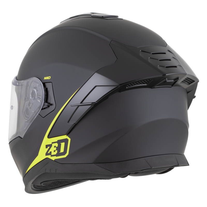 Cască integrală pentru motocicletă ZED K40 negru mat-galben fluo