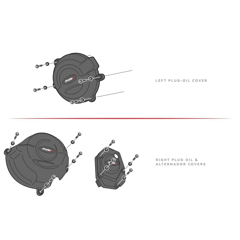 Engine protective covers PUIG Negru included 2 oil plugs