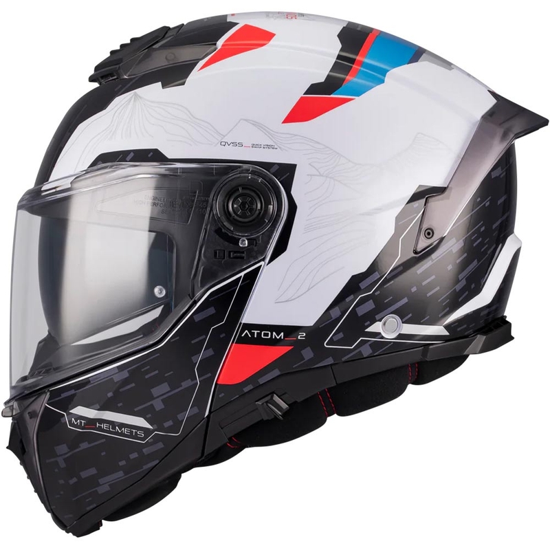 Cască de motocicletă pliabilă MT Atom 2 SV Highlands A7 negru-alb-albastru-roșu