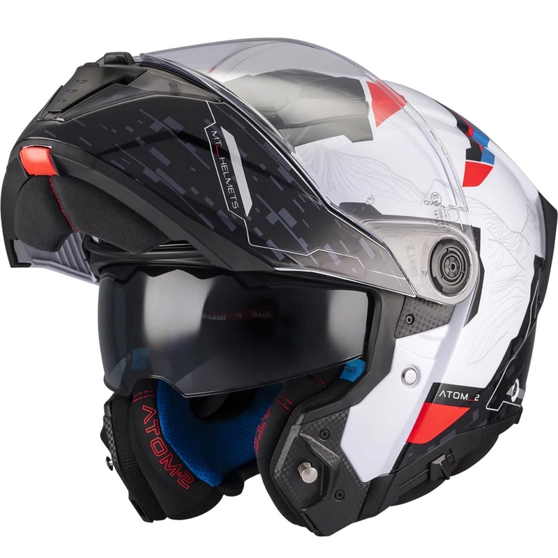 Cască de motocicletă pliabilă MT Atom 2 SV Highlands A7 negru-alb-albastru-roșu
